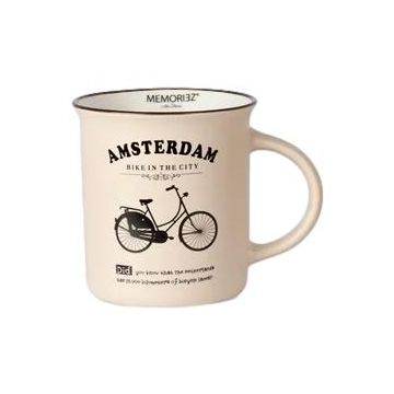 Mok Memoriez - Amsterdamse Fietsen - Mat Zandkleur, Groot