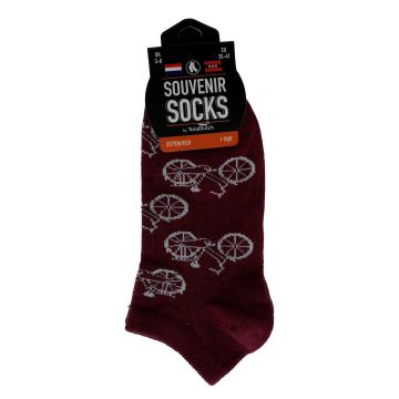 Dames Enkelsokken "Fietsjes Bordeaux" - 35-41