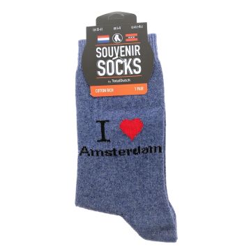 Dames Sokken "I love Amsterdam" blauw    - 35-41