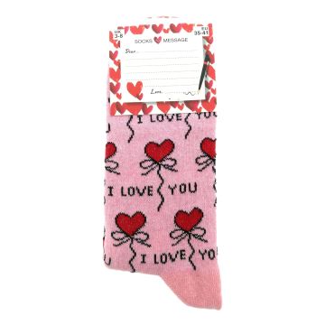 Dames Sokken "I Love You - Roze"  35-41