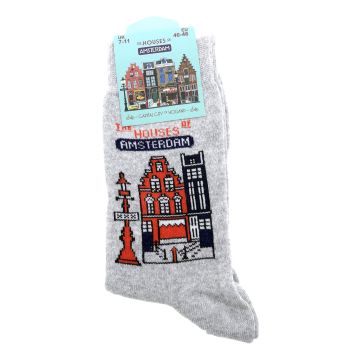 Heren Sokken "Grachtenhuisjes Rood" - 40-46