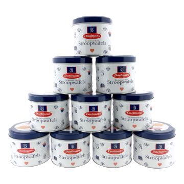 10 keer stroopwafels in Delfts Blauw blik.