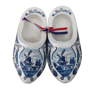 Set houten klompjes 10cm, delfts blauw