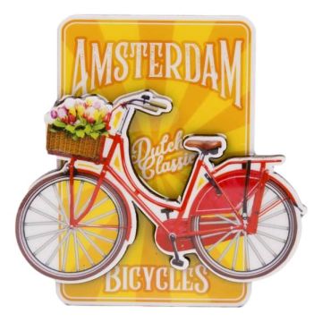 Magneet Gele Fiets Glimmend Amsterdam
