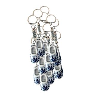 Sleutelhanger 1 delftsblauw houten klompje, 12 stuks