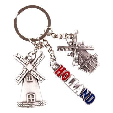 Sleutelhanger bedels molen Holland - zilver