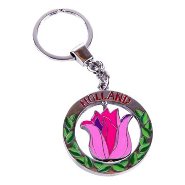 Sleutelhanger spinner tulp Holland - roze