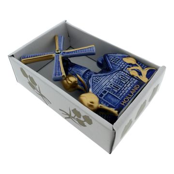 Vergulden Delfts Blauwe Molen In Cadeaudoosje 