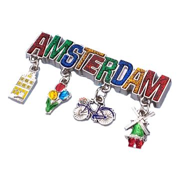 Magneet metaal bedels kleur Amsterdam – shiny zilver