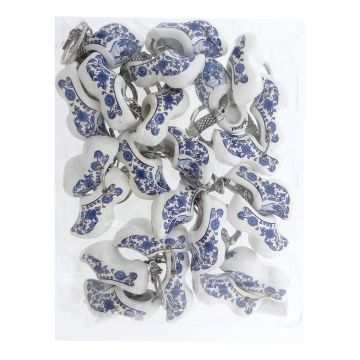  Sleutelhanger 2 Delfts blauwe houten klompjes, 12 stuks