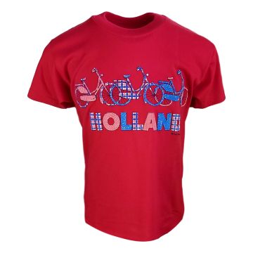 Kinder T-Shirt Holland Fiets Patch Rood