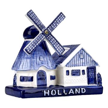 Stellingmolen met huisje Holland - Delfts Blauw in doosje , 13 cm