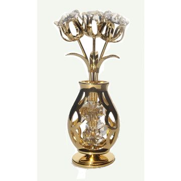 3 Tulpen in vaas, met helder Swarovski kristal