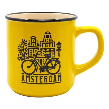 Mok Amsterdam fiets geel - klein