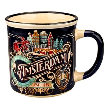 Beker Vintage Ornaments Amsterdam Blauw - Klein