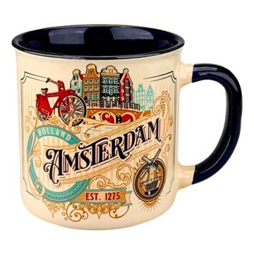 Beker Vintage Ornaments Amsterdam Wit- Klein