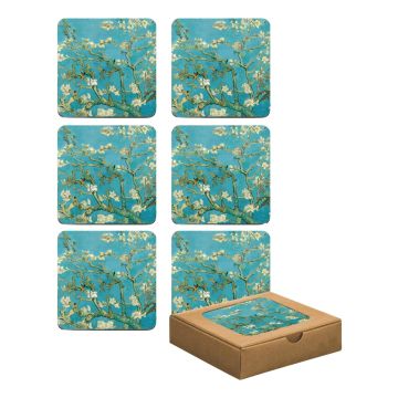 Coasters Almond Blossom (cork) in box, 6 pieces