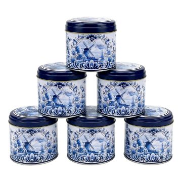 Stroopwafelblik Delfts Blauw Traditioneel Holland – 6 stuks