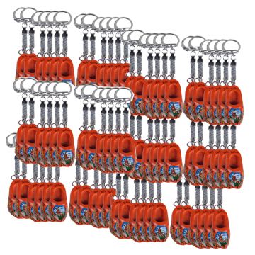 Sleutelhanger 1 houten klompje oranje, 60 stuks