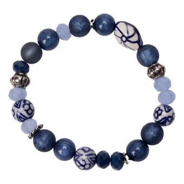 Armband Delfts Blauw met Blauwe Parels