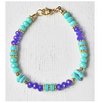Armband donkerblauwe en groene facetgeslepen kralen