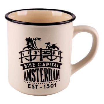 Mok "Amsterdam Bike Capital Beige" - Groot