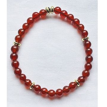 Armband rode Agaatkralen met goudkleurige hematiet