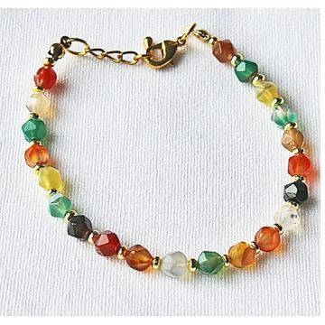 Armband multi kleurige facetgeslepen agaatkralen