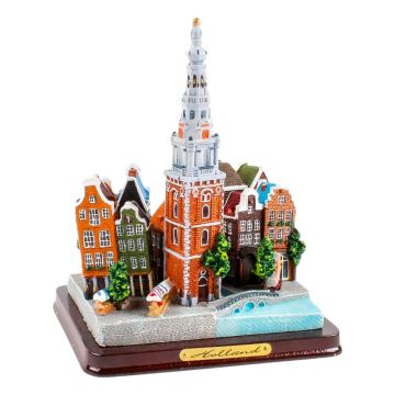 Stadsgezicht op houten voet Holland, 12 cm 