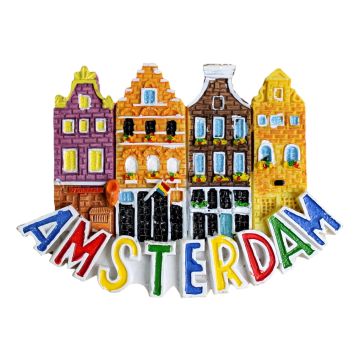 Koelkastmagneet 4 Amsterdamse Huisjes in Kleur