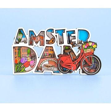 Magneet MDF/Epoxy Comic Amsterdam - Fiets