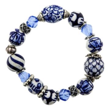 Armband Delfts Blauw met Geslepen Kralen