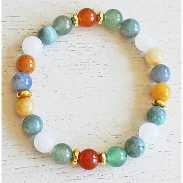 Armband 8mm Aventurijn en jade kralen, 19cm