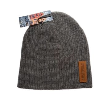 Grijze beanie Amsterdam badge