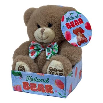 Pluche beer tulpen blauw/bruin