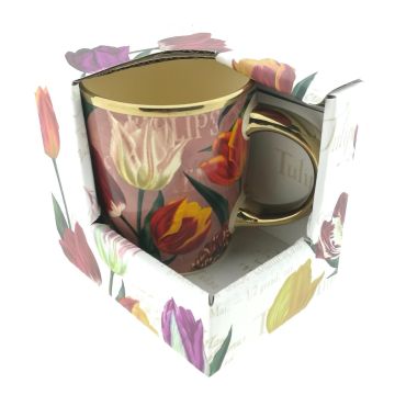 Beker Pretty Tulips roze/goud groot