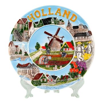 Wandbord Molen en Hollands Landschap - 20 cm (groot)