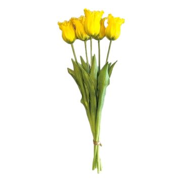 Boeket van 5 Gele Franje Tulpen - 40 cm