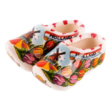 Magneet keramiek klomppaar tulpenprint 5 cm