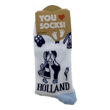 Dames Sokken "Kussend Paar Delftsblauw" - 35-41