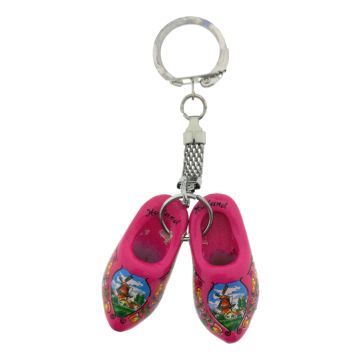 Sleutelhanger 2 Cyclaam houten klompjes 