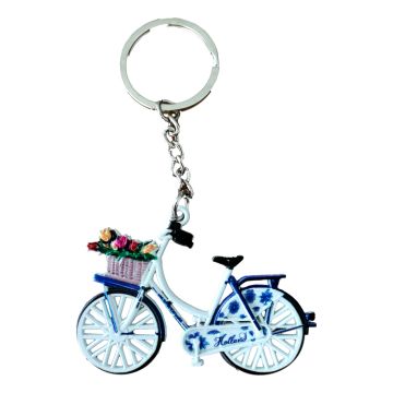 Sleutelhanger "Delfts Blauwe fiets met mand"  - Holland