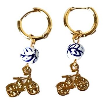 Oorbellen Fiets - Bedel - Goud - 4 cm