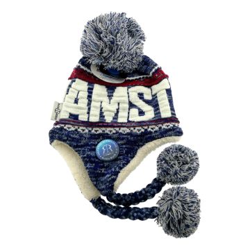 Flapmuts met Pompon "Amsterdam, Blauw"