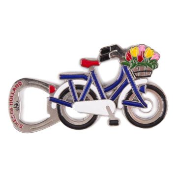 Flesopener Magneet "Holland Fiets met Tulpen"