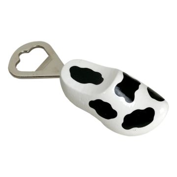 Wooden clog bottle opener cow, 8 cm