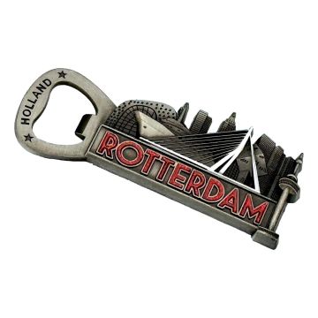 Flesopener Magneet Rotterdam-Holland Tin kleurig