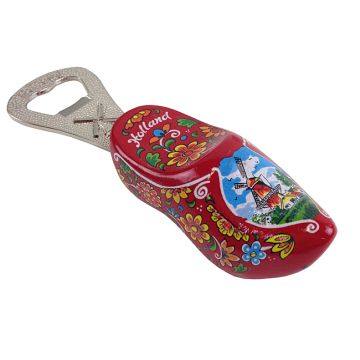 Wooden clog bottle opener red clog, 8 cm