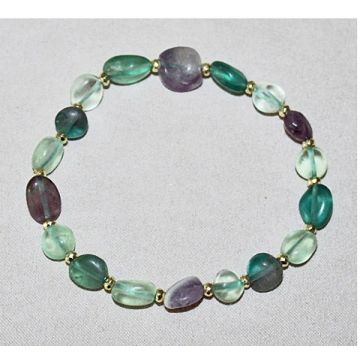 Armband Fluorietkralen met facetgeslepen hematietkraaltjes