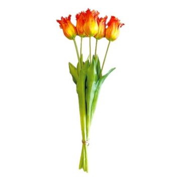 Boeket van 5 Oranje Franje Tulpen - 40 cm